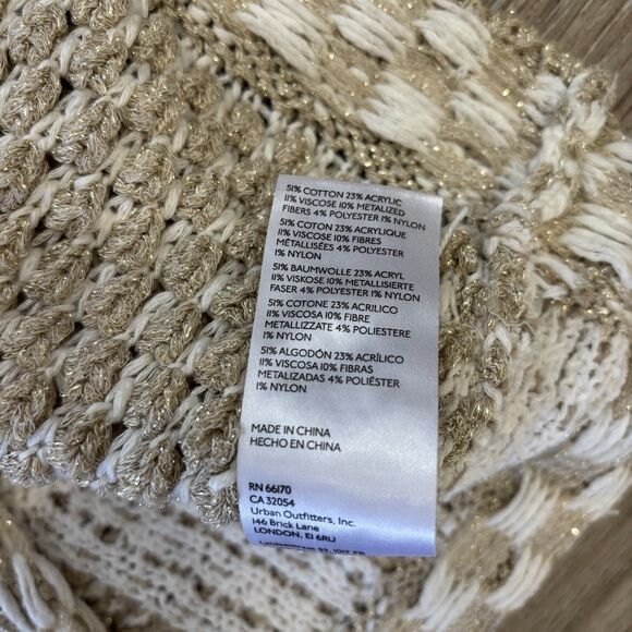 Anthropologie Tank Top Size XS Halter Tie Crochet Patchwork Metallic Chunky - Picture 9 of 9